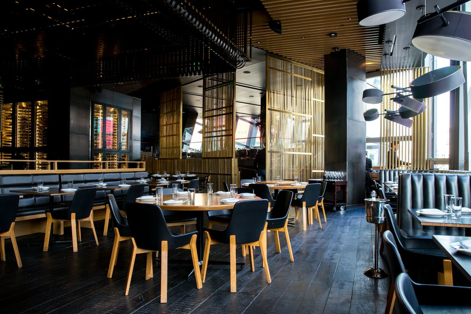 A stylish restaurant dining room